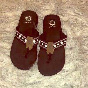 Yellow Box flip flops